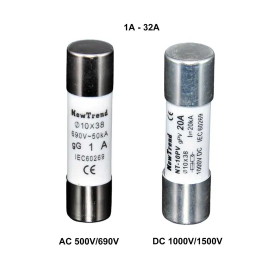 10X38 AC 500V 690V DC 1000V 1500V 1A 2A 4A 6A 8A 10A 12A 16A 20A 25A 32A 10X38mm Gg Am Ar Gpv AC or DC Solar PV Cylindrical Fuse with CE 